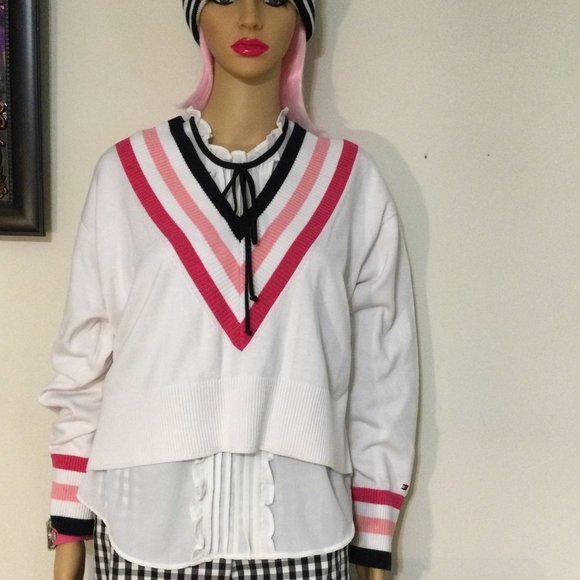 TOMMY HILFIGER SLOUCHY IVY LEAGUE SWEATER MEDIUM - Picture 1 of 10